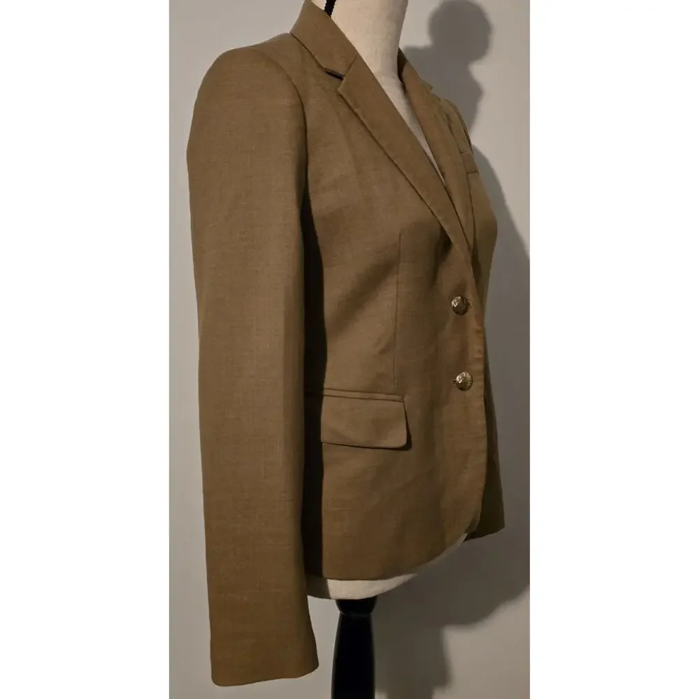 J.Crew Women's Schoolboy Blazer Jacket Size 4 Wool Blend Camel